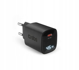 Ładowarka sieciowa uniwersalna SBS WALL GaN 45W LCD USB-C Czarna