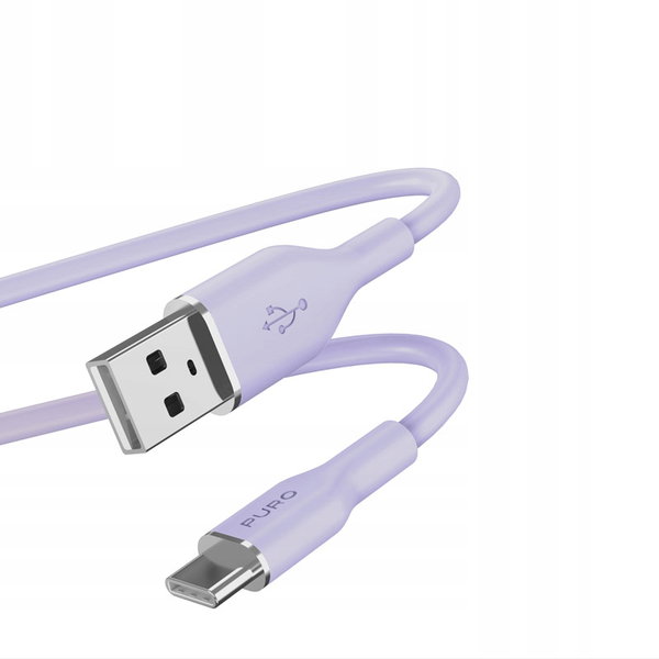 Kabel Przewód Puro ICON Soft PUUSBCICONLVD USB-A do USB-C - 1,5m Fioletowy