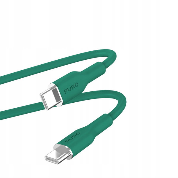 Kabel Przewód Puro ICON Soft USB-C do USB-C 1,5 metra Zielony