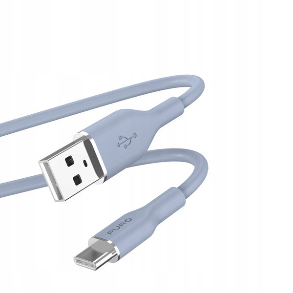 Kabel Przewód Puro ICON Soft PUUSBCICONLBLUE USB-A do USB-C 1,5m Niebieski