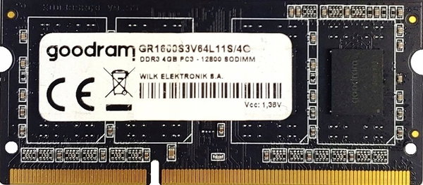 Pamięć RAM do laptopa GoodRam DDR3 4GB PC1600 CL11 1,35V SO-DIMM