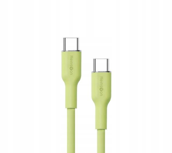 Kabel Przewód Reinston USB-C do USB-C SOFT 65W 1,5 metra Zielony