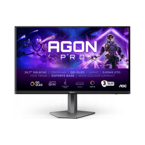 Monitor AOC AGON PRO AG276QZD2 26,7" 2K QD-OLED 240Hz 0,03ms Gamingowy