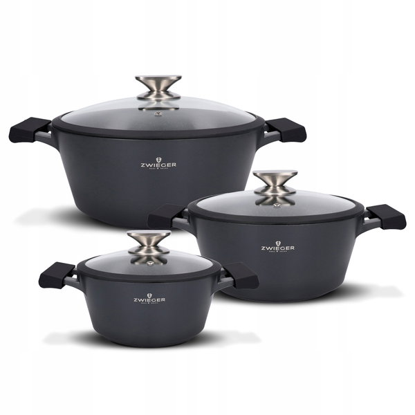 Zestaw garnków aluminiowych Zwieger BLACK STONE 6 el.