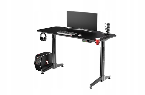 Biurko gamingowe Ultradesk LEVEL V2 Czarno-Czerwone elektryczna regulacja