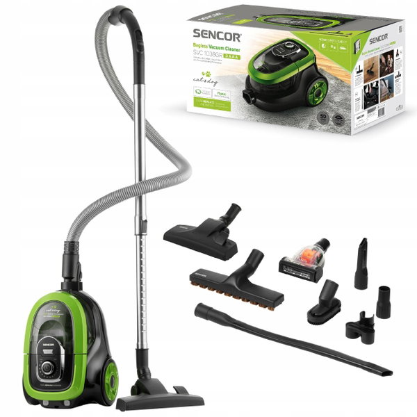 Odkurzacz bezworkowy SENCOR SVC 1038GR 3AAA HEPA AKCESORIA