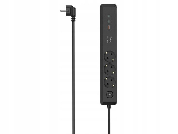 Listwa zasilajaca Hama LISTWA ZASILAJĄCA 3x SCHUKO 1,4M 2xUSB C/A PD 100W