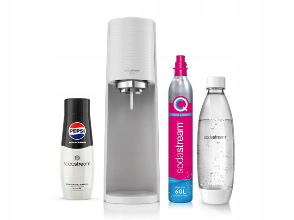 Zestaw SodaStream Saturator Terra White + Książka z przepisami+4x szaszetki