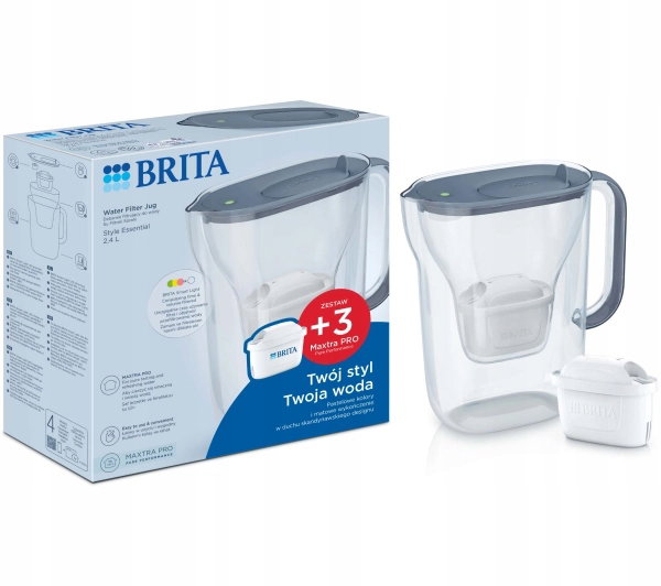 Dzbanek filtrujący Brita Style Essential 2,4l 3 wkłady Szary