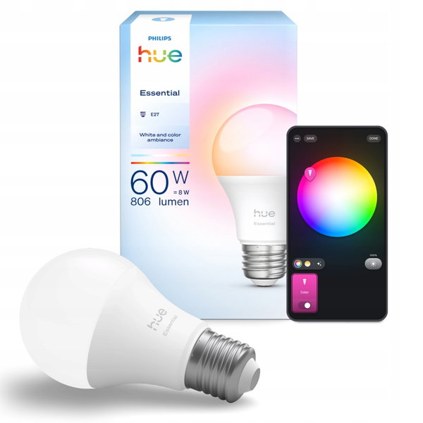 Philips Hue Essential White and Color Ambiance Żarówka E27 806lm A60 1sz