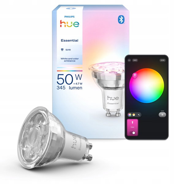 Philips Hue Essential White and Color Ambiance Żarówka GU10 345lm 1szt