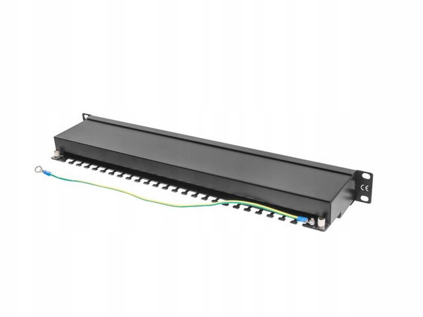 Akcesoria RACK Lanberg Patchpanel 24p 19" 1U FTP 5e półka (czarna)