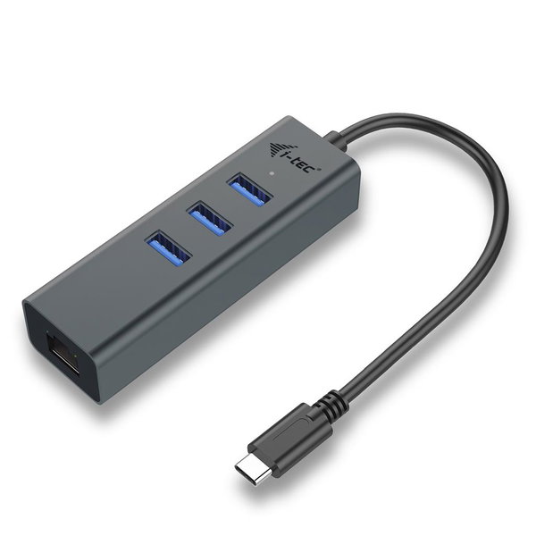 Hub USB i-tec USB-C Metal LAN HUB 3x USB 3.0 RJ-45 10/100/1000 Mb/s