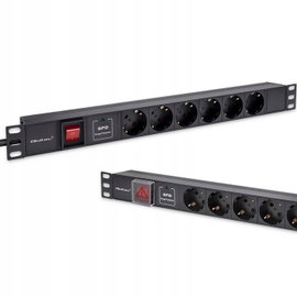 Qoltec Aluminiowa Listwa zasilająca PDU do RACK 19'' 1U 16A 6xSCH