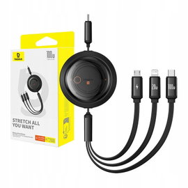Kabel USB Baseus Free2Draw Retractable Cable 3in1 100W 1,1m black