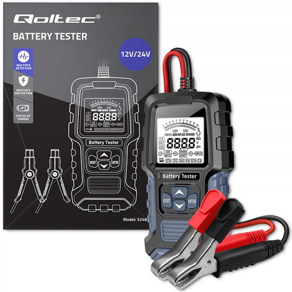 Ladowarka Qoltec Cyfrowy tester akumulatora LCD 12V/24V/3Ah-250Ah