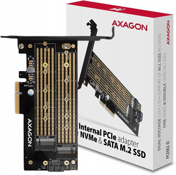 Kontroler Axagon PCIE NVME+SATA M.2 ADAPTER