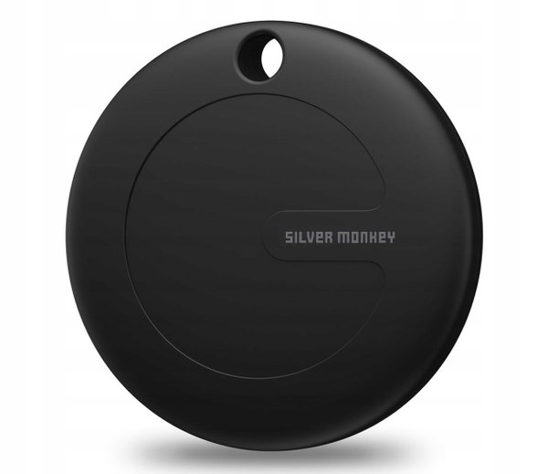 LOKALIZATOR SILVER MONKEY TAG Black Silicone