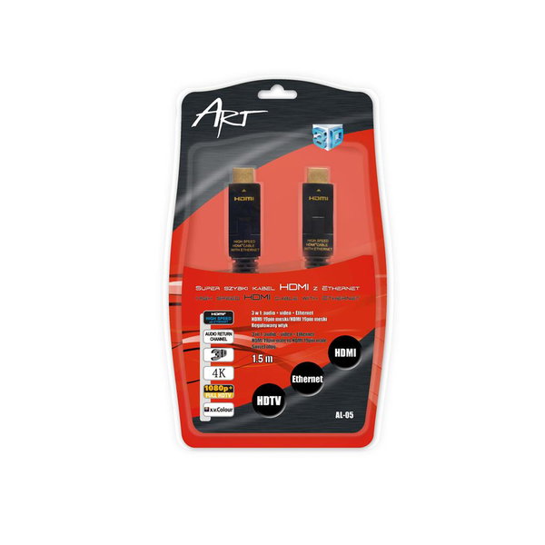 KABEL HDMI ART AL-05 kątowy 1,5m