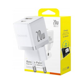ŁADOWARKA SIECIOWA BASEUS USB-C USB-A 20W PD DO TELEFONU I TABLETU