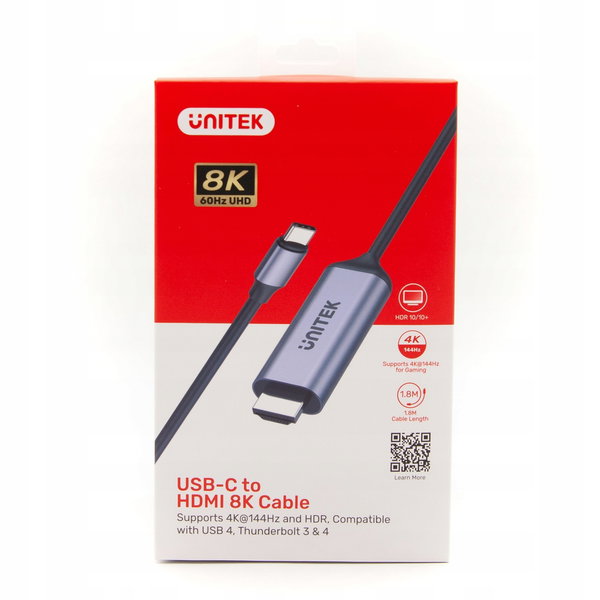 Przejsciówka Unitek Adapter USB-C - HDMI 2.1 8K 1.8m