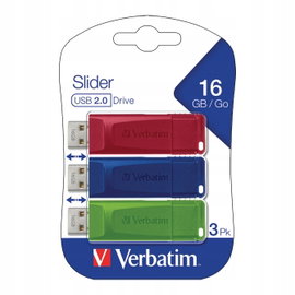 Pendrive Verbatim 16GB Store 'n' Go Slider USB 2.0 (3-pack)