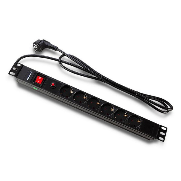 Listwa zasilajaca Qoltec RACK 19" 1U PDU CB - 6 gniazd, 2m, SCHUKO