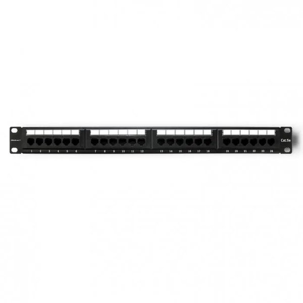 Akcesoria RACK Qoltec Patch panel RACK 24 porty kat.5E UTP czarny
