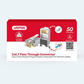 Przejsciówka Unitek Wtyk modularny Pass-Through RJ45 Cat. 7, 50szt.