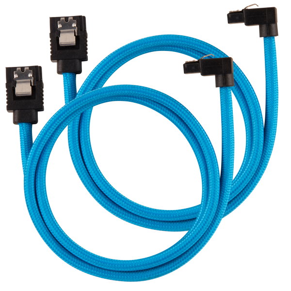 Kabel SATA Corsair Premium 60cm sleeved 2szt (kątowe) Niebieskie