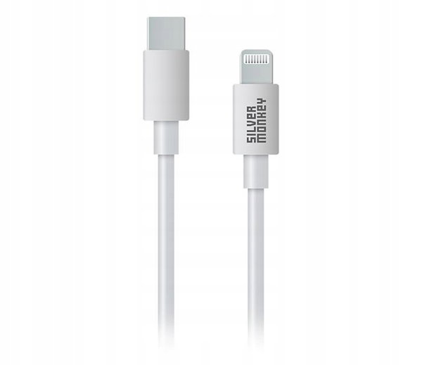 Kabel Silver Monkey USB typ C - Apple Lightning 3 m biały
