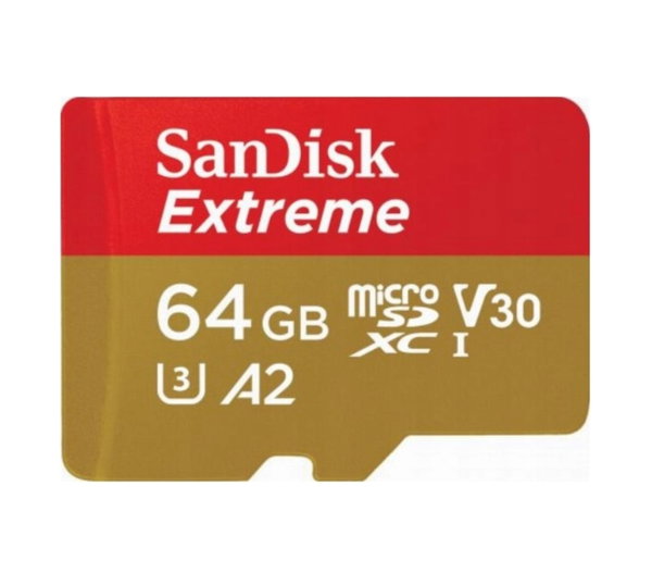 Karta microSD Sandisk 64GB microSDXC Extreme 170MB/s A2 C10 V30 UHS-I U3