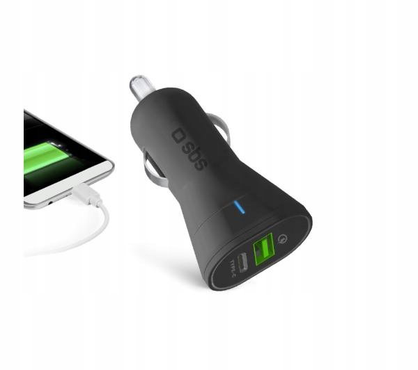 ŁADOWARKA SAMOCHODOWA SBS QC 3.0 USB-C czarna