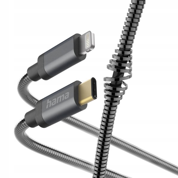KABEL HAMA "METAL" USB-C- LIGHTNING 1,5m ANTRACYTOWY