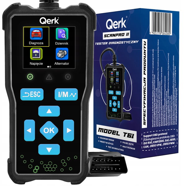 Interfejs Diagnostyczny OBD2 Qerk T61 POLSKIE MENU TESTER OBD SKANER BŁĘDÓW