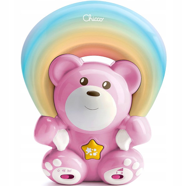 Miś z projektorem rainbow różowy