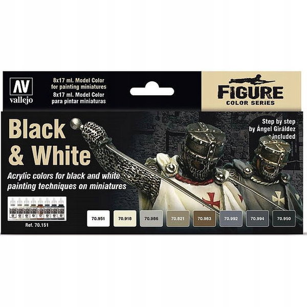 Vallejo: 70.151 - Model Color - Figure - Black & White (8 x 18 ml)