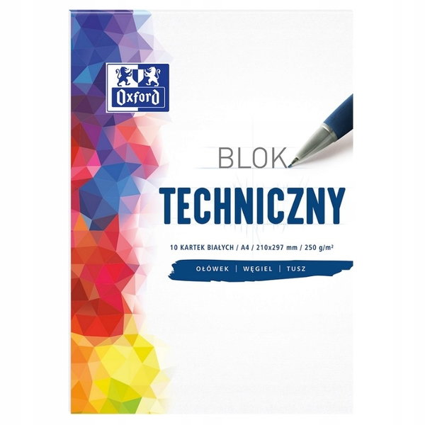 Blok techniczny A4/10K 250G biały 20 sztuk Oxford