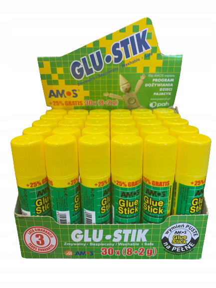 Klej w sztyfcie 10g 30 sztuk Amos