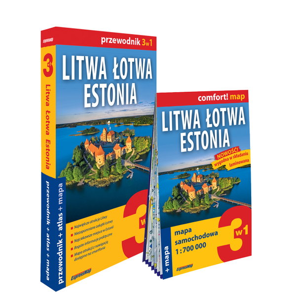Litwa, Łotwa, Estonia 3w1: przewodnik+atlas+mapa - praca zbiorowa
