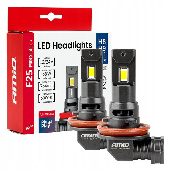 ŻARÓWKI SAMMOCHODY LED PRO BLACK CANBUS H8 H9 H11 H16 68W 12V 24V AMIO