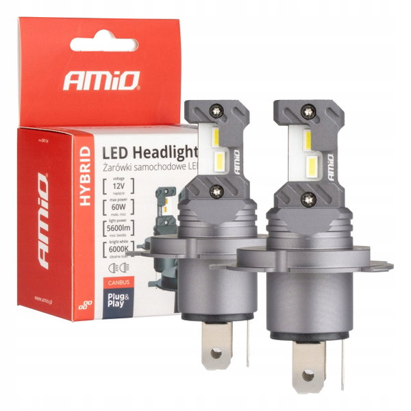 ŻARÓWKI AMIO LED SERIA HYBRID H4 60 W 2 SZT.