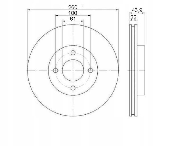 TARCZA HAM PRZOD 260X22 V MIKODA