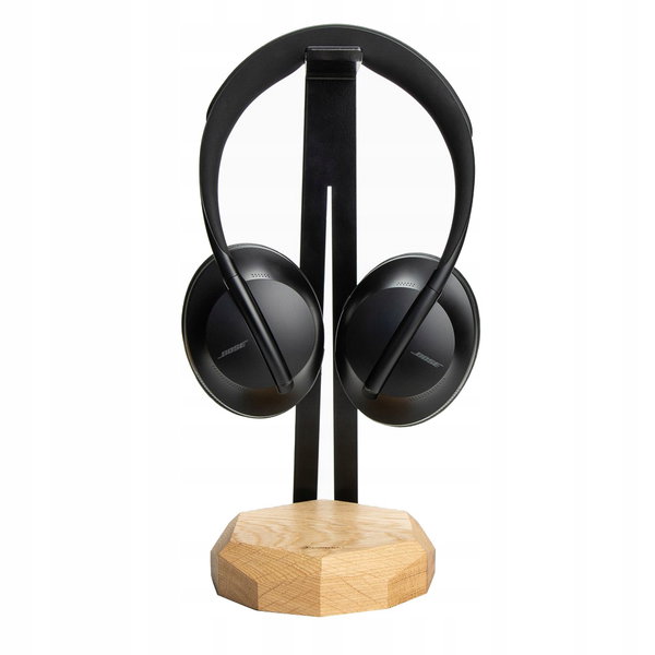 Stojak na słuchawki z Ładowarką QI 15W - Black - Dąb