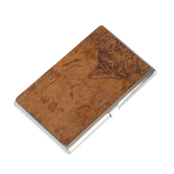 Drewniany Wizytownik Bewood Inox Cat Lover Imbuia