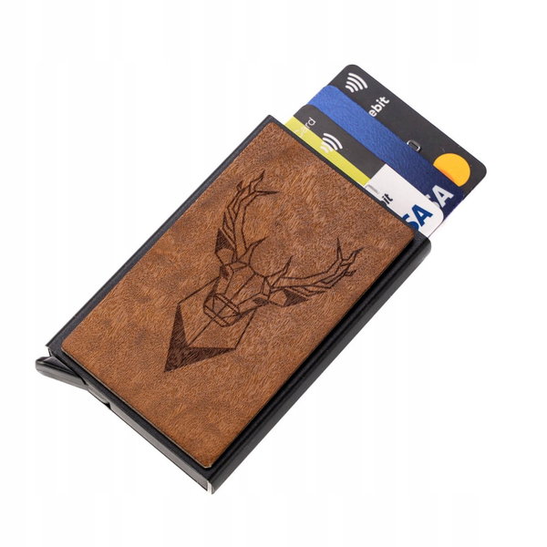 Etui na karty Bewood Jeleń Imbuia