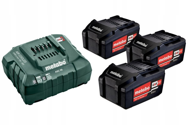 METABO ZESTAW AKUMULATORÓW 3x4.0Ah + ŁADOWARKA ASC 55