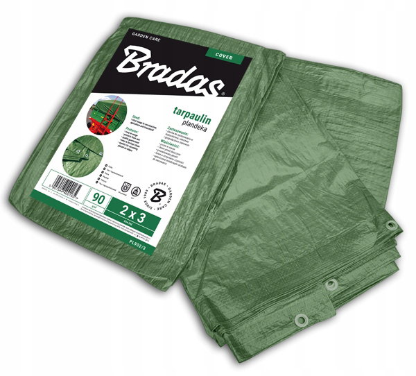PLANDEKA WZMOCNIONA ZIELONA 90g 10 x 15m BRADAS