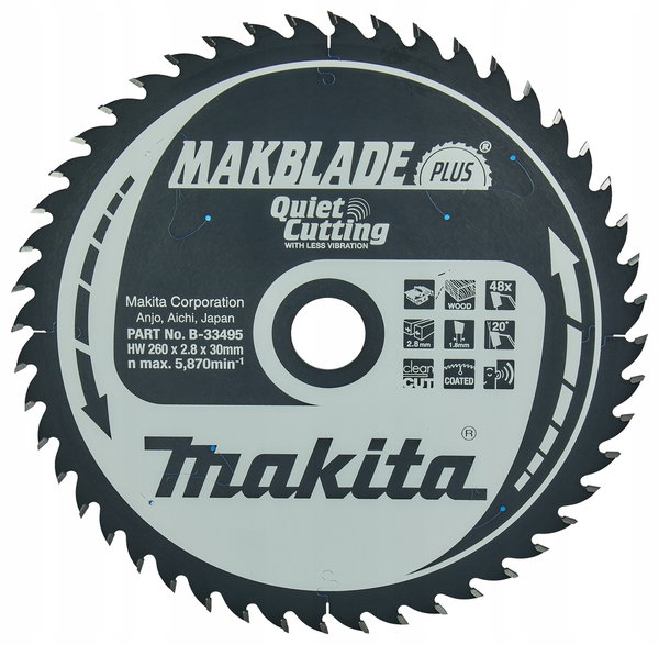 MAKITA PIŁA TARCZOWA 260x30x48z MAKBLADE PLUS DREWNO