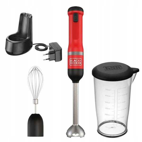 BLACK + DECKER BLENDER RĘCZNY 7,2V 2w1 RED BCKM1012KR CZERWONY + AKCESORIA